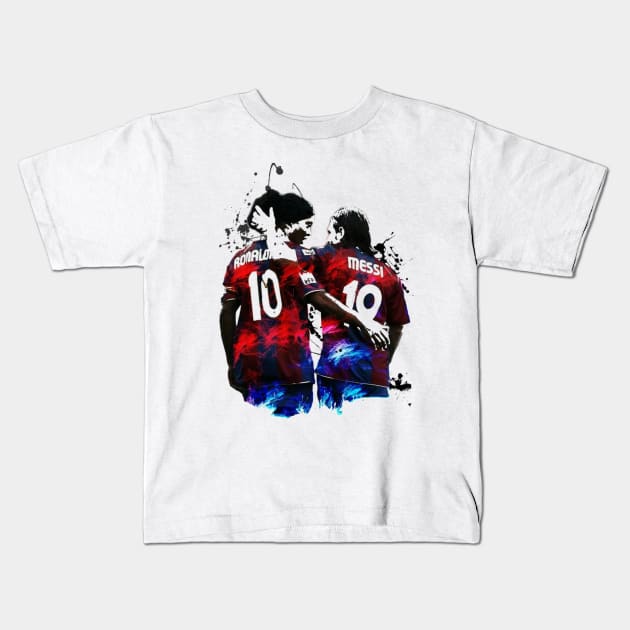 Illustration Messi And Ronaldinho Kids T-Shirt by ivonlionard